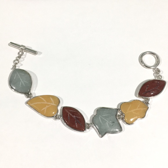 Sterling Silver Color Stone Leaf 🍃 Bracelet
